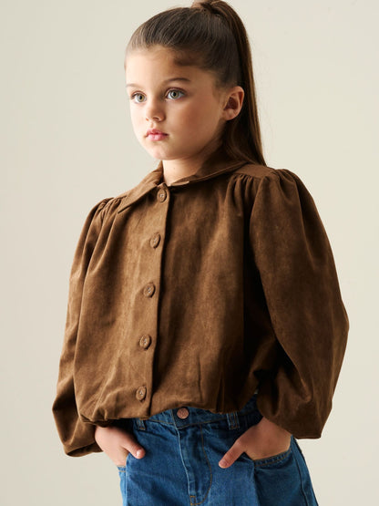Dsiney Kidz - Angel & Rocket Brown Maia Suedette Balloon Hem Blouson Jacket image 1