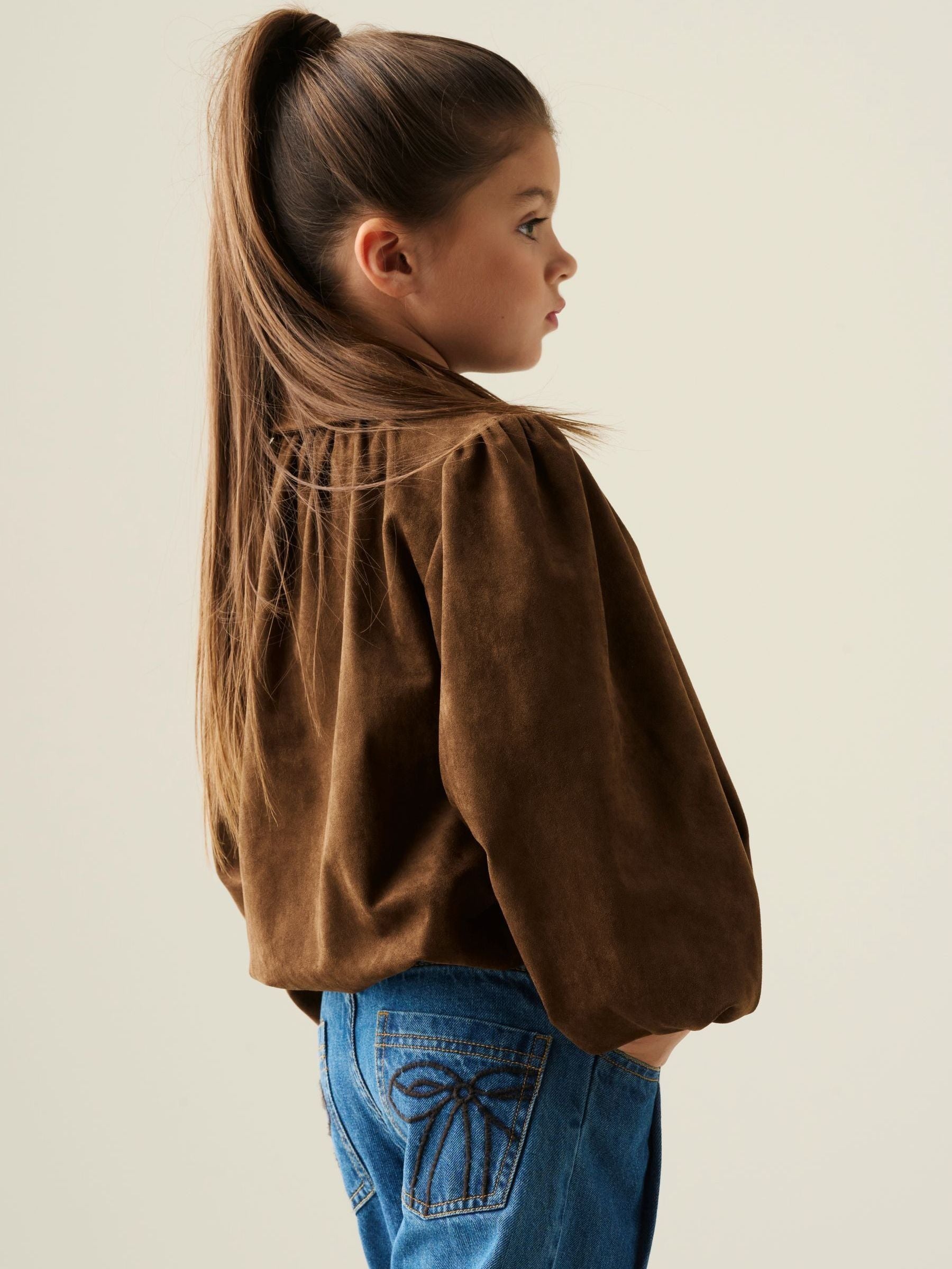 Dsiney Kidz - Angel & Rocket Brown Maia Suedette Balloon Hem Blouson Jacket image 2