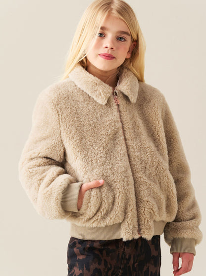 Dsiney Kidz - Angel & Rocket Cream Lottie Borg Fur Bomber Jacket image 1