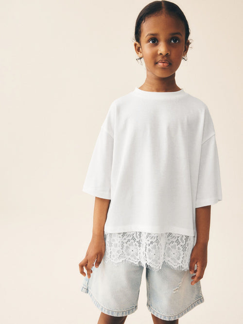 Dsiney Kidz - White Lace Hem T-Shirt (3-16yrs) image 1