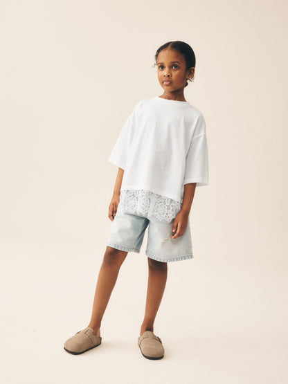 Dsiney Kidz - White Lace Hem T-Shirt (3-16yrs) image 2