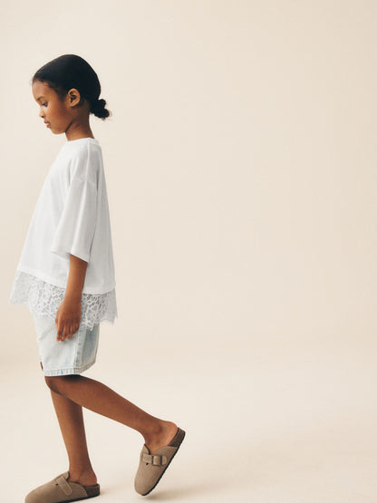 Dsiney Kidz - White Lace Hem T-Shirt (3-16yrs) image 4