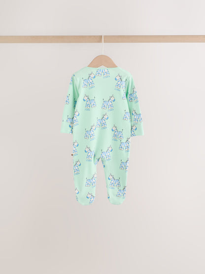 Blue Animal Two Way Zip Baby Sleepsuits 5 Pack (0-2yrs) image 4