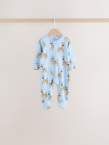 Blue Animal Two Way Zip Baby Sleepsuits 5 Pack (0-2yrs) image 8