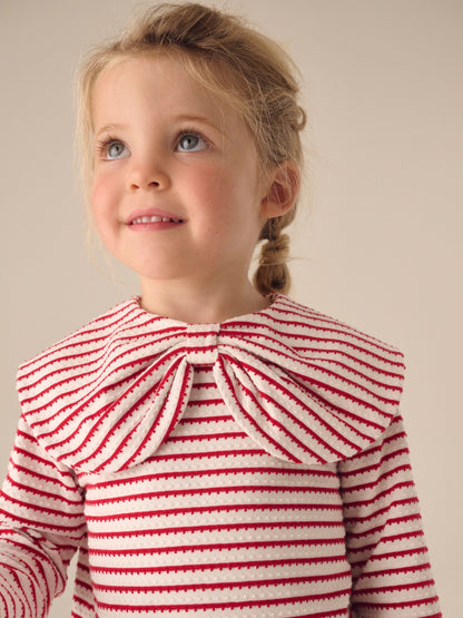 Red Stripe Long Sleeve Textured Collar Top (3mths-7yrs) - image 2