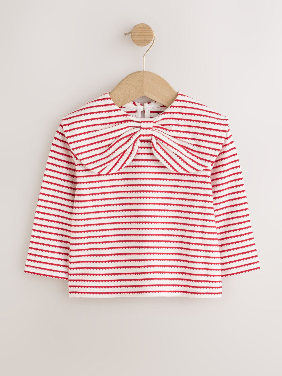Red Stripe Long Sleeve Textured Collar Top (3mths-7yrs) - image 4