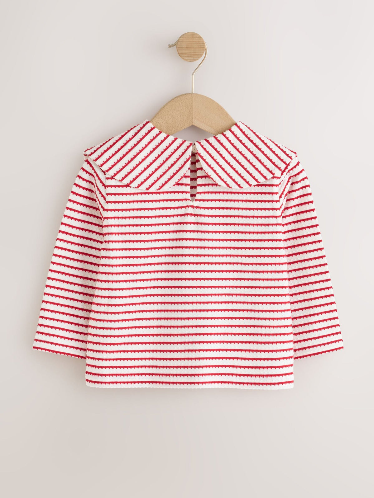 Red Stripe Long Sleeve Textured Collar Top (3mths-7yrs) - image 5