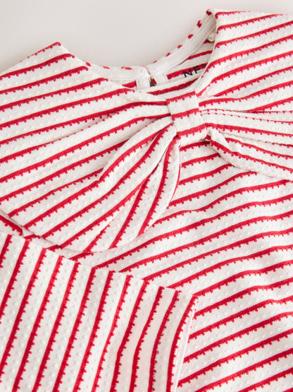 Red Stripe Long Sleeve Textured Collar Top (3mths-7yrs) - image 6