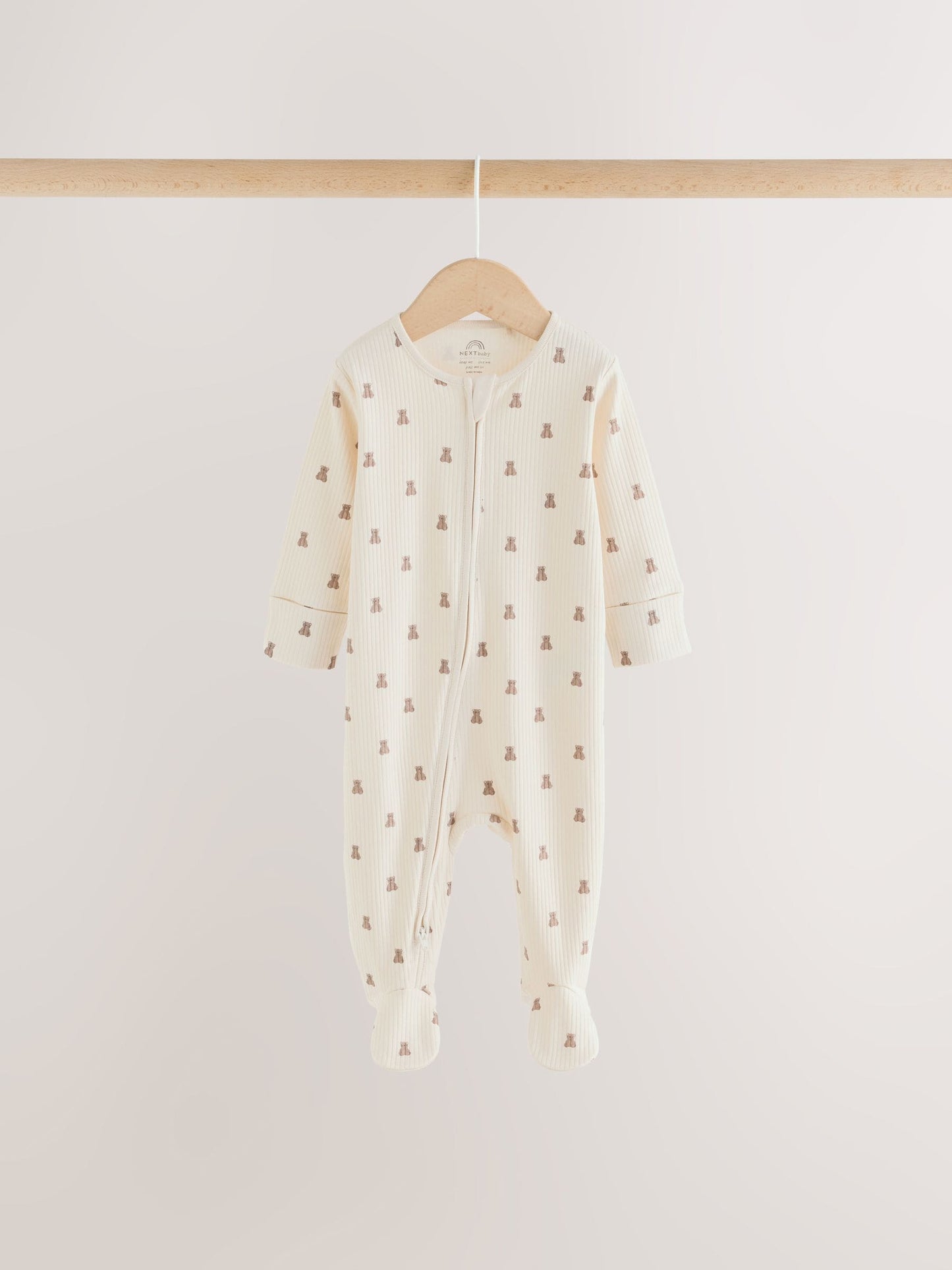 Dsiney Kidz - Neutral Brown Bear Two Way Zip Baby Sleepsuits 4 Pack (0mths-2yrs) image 4
