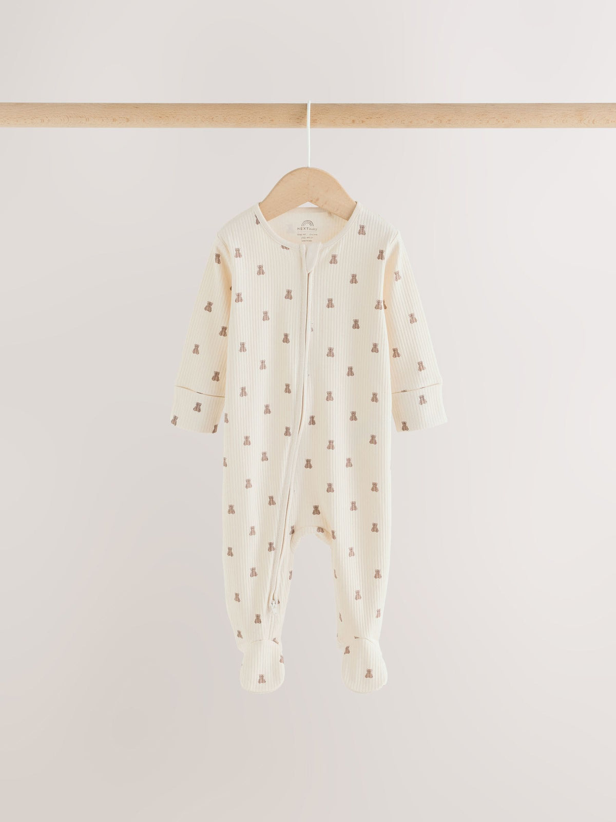 Dsiney Kidz - Neutral Brown Bear Two Way Zip Baby Sleepsuits 4 Pack (0mths-2yrs) image 4