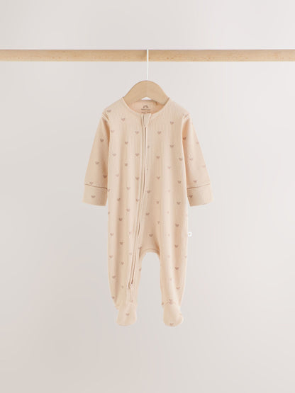 Dsiney Kidz - Neutral Brown Bear Two Way Zip Baby Sleepsuits 4 Pack (0mths-2yrs) image 6
