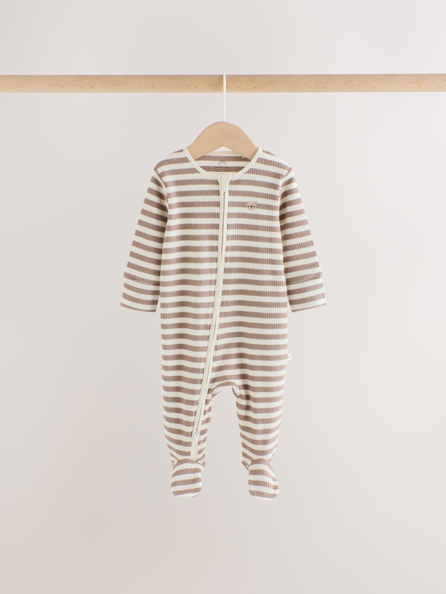 Dsiney Kidz - Neutral Brown Bear Two Way Zip Baby Sleepsuits 4 Pack (0mths-2yrs) image 7