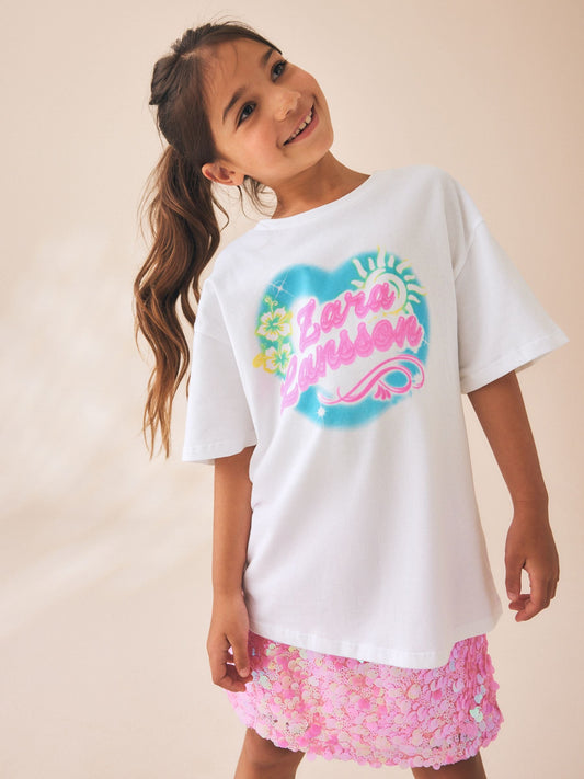 Dsiney Kidz - White Zara Larsson Oversized Graphic T-Shirt (3-16yrs) image 1