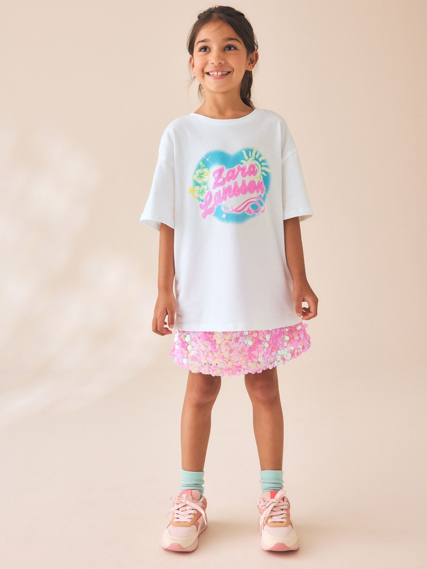 Dsiney Kidz - White Zara Larsson Oversized Graphic T-Shirt (3-16yrs) image 2