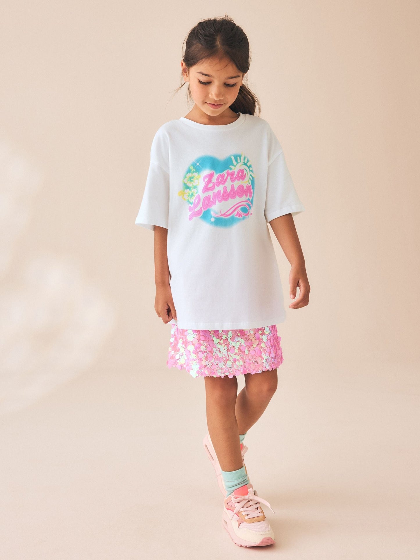 Dsiney Kidz - White Zara Larsson Oversized Graphic T-Shirt (3-16yrs) image 3