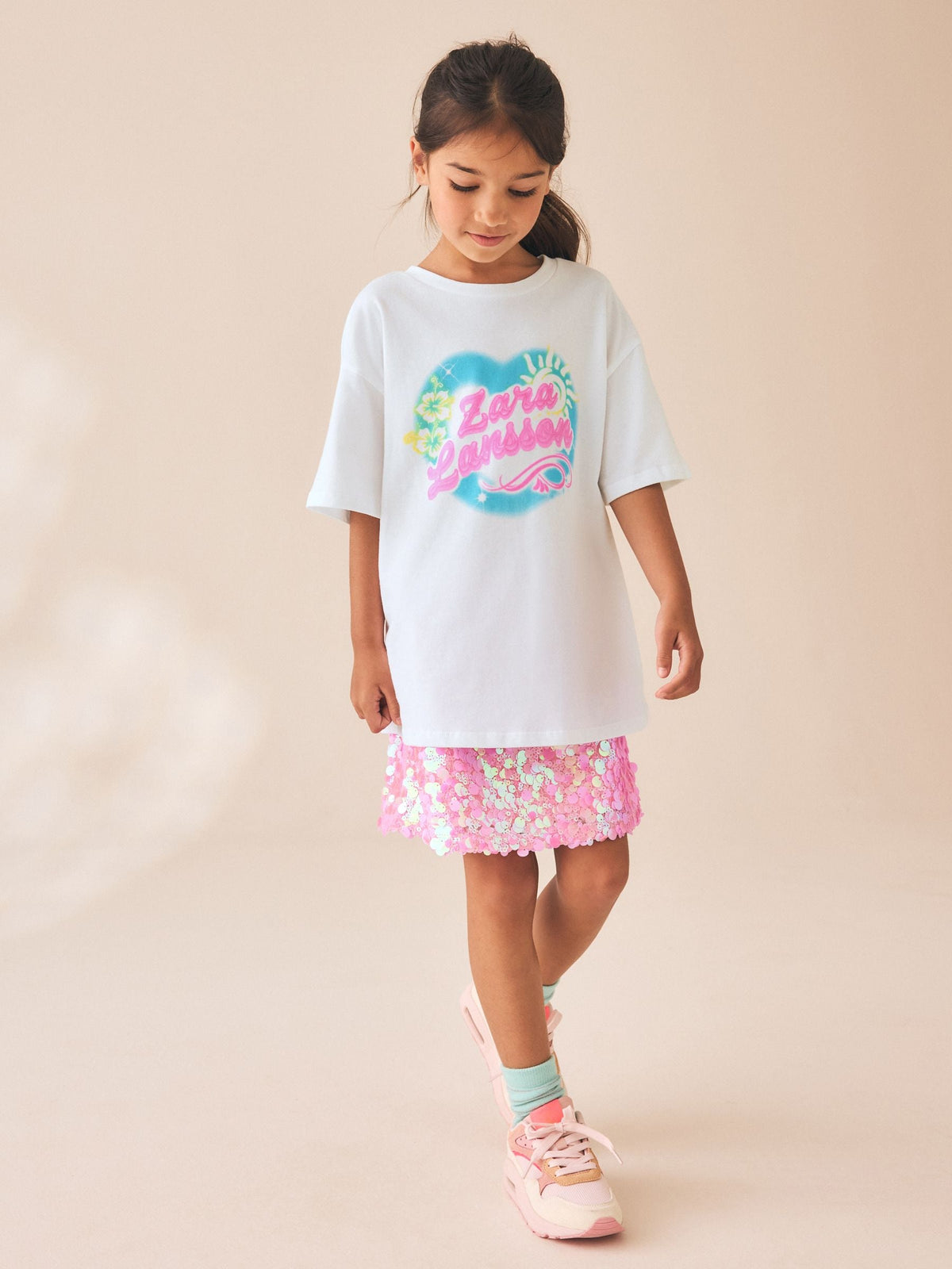 Dsiney Kidz - White Zara Larsson Oversized Graphic T-Shirt (3-16yrs) image 3