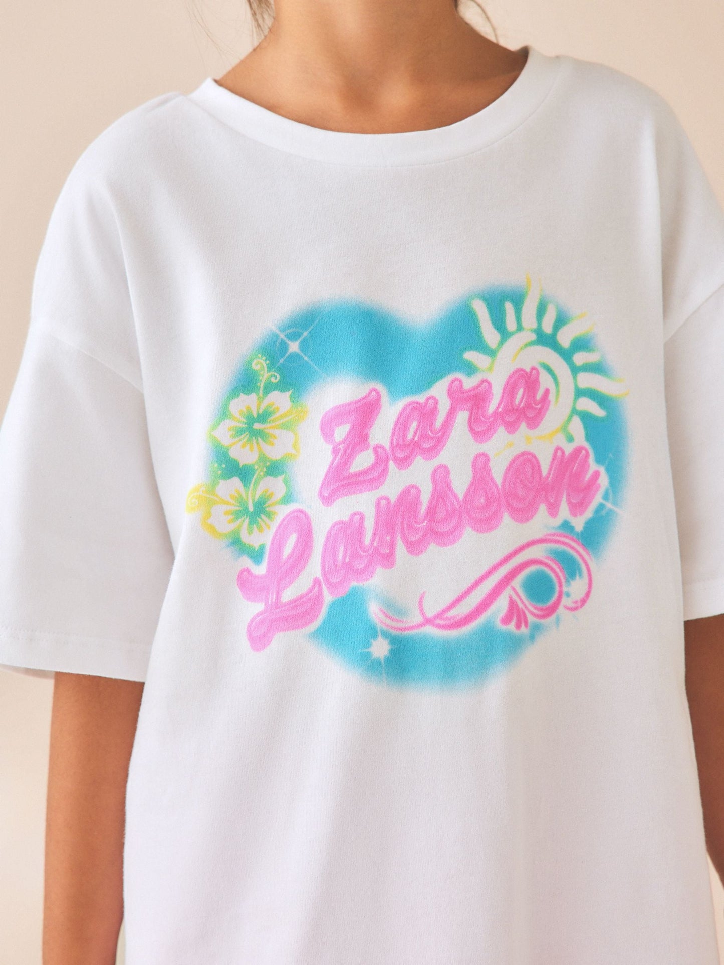 Dsiney Kidz - White Zara Larsson Oversized Graphic T-Shirt (3-16yrs) image 5