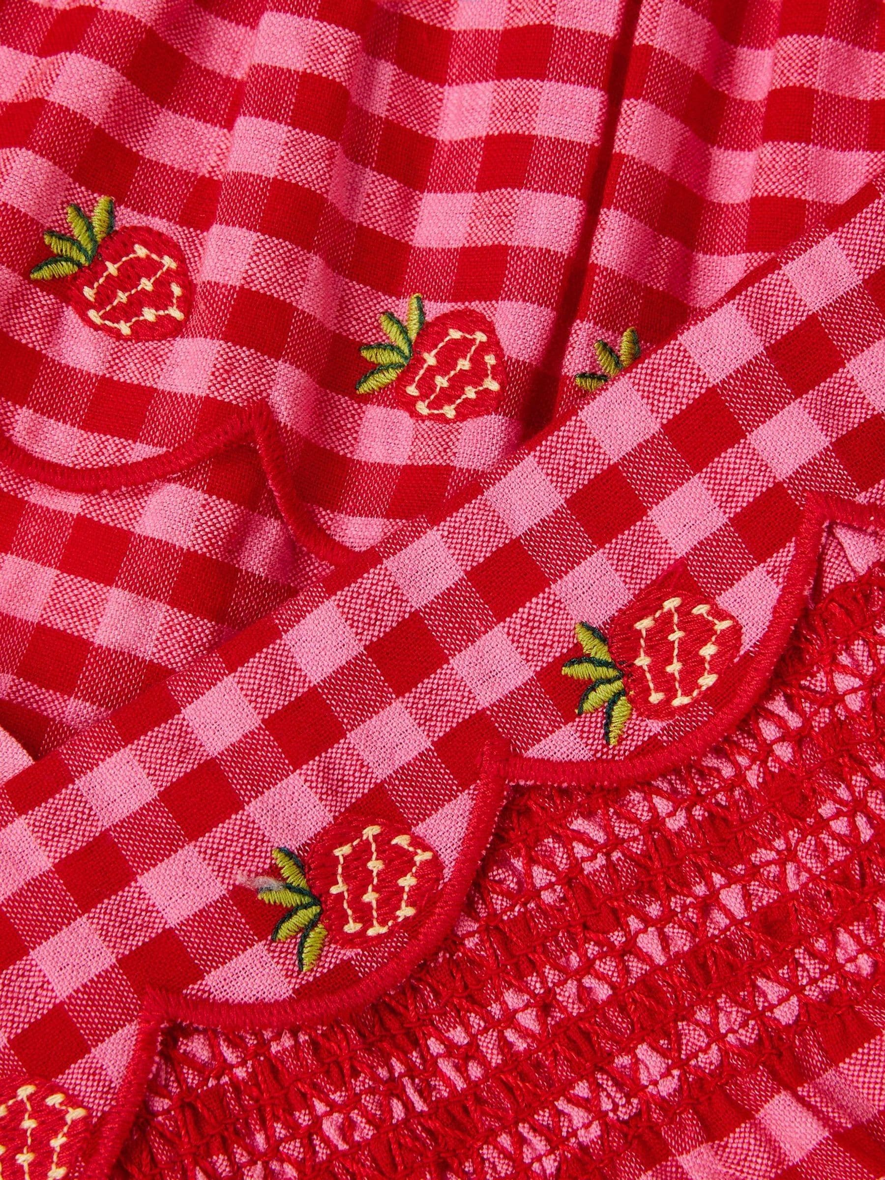 Monsoon Red Strawberry Gingham Top & Skirt Set image 4