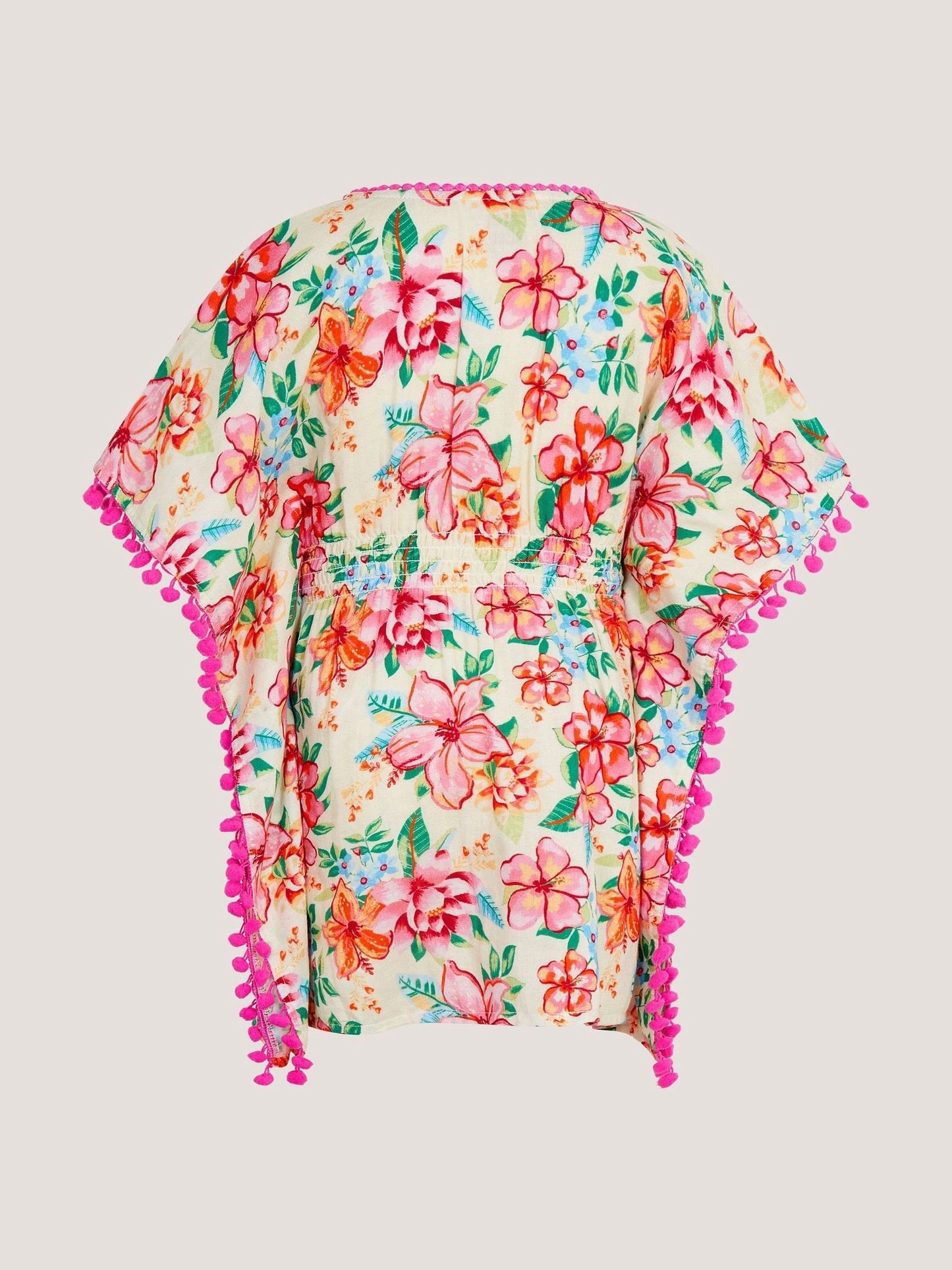 Monsoon Multi Floral Print Pom Pom Kaftan image 3