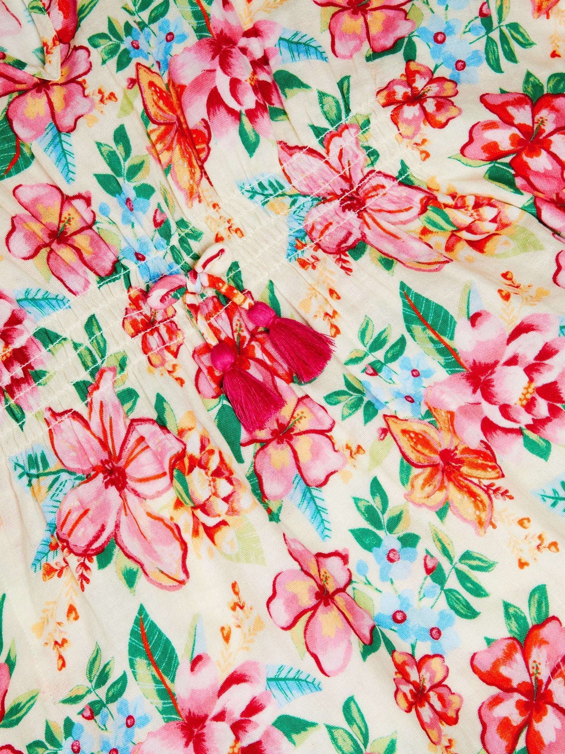 Monsoon Multi Floral Print Pom Pom Kaftan image 4