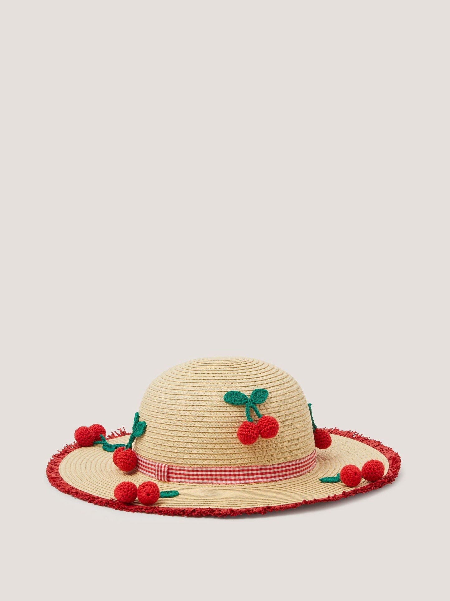 Monsoon Natural Crochet Cherry Straw Hat & Bag Set image 2