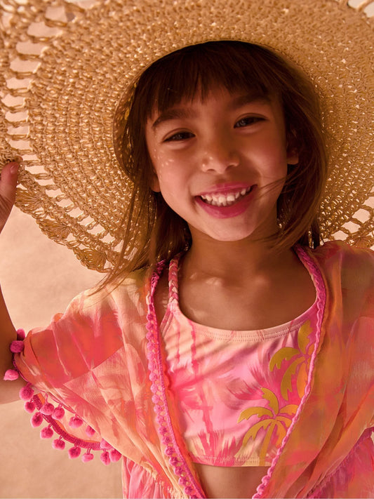 Dsiney Kidz - Monsoon Orange Palm Print Pom Pom Kaftan image 2