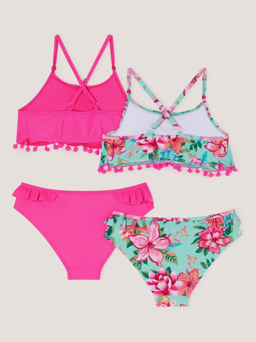 Dsiney Kidz - Monsoon Pink Floral & Plain Bikini Set 2 Pack image 1