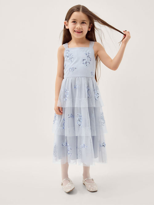 Monsoon Blue Ingrid Floral Sequin Tiered Party Dress image 1