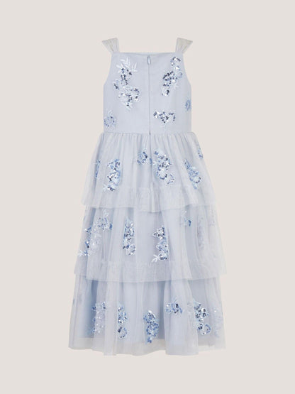 Monsoon Blue Ingrid Floral Sequin Tiered Party Dress image 3