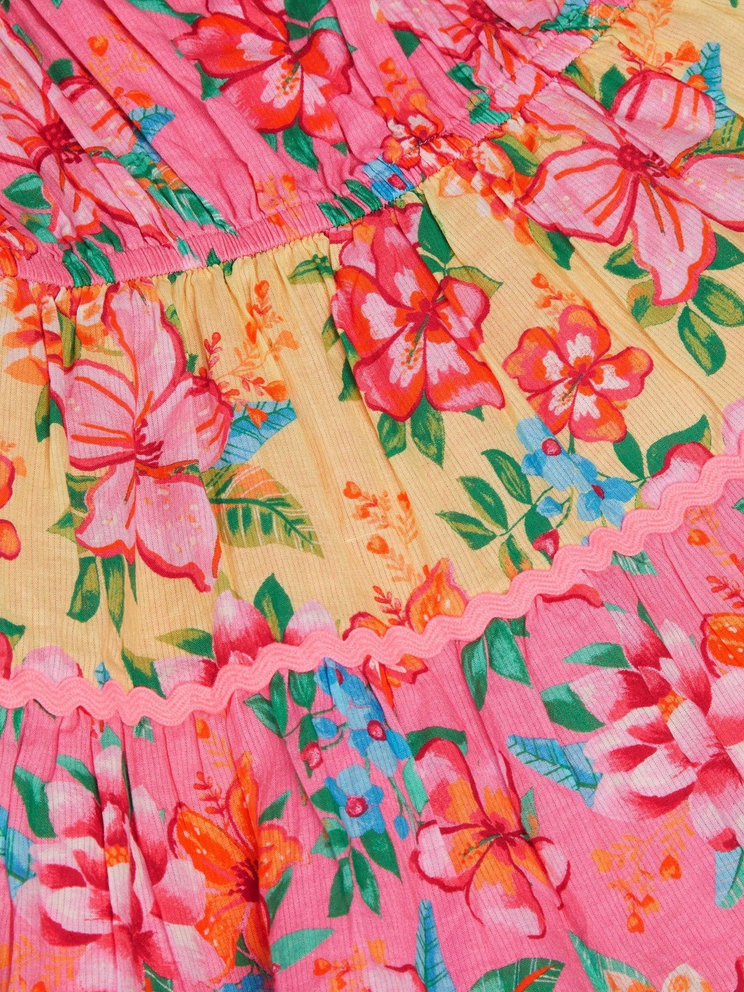 Monsoon Pink Tropical Flower Print Scallop Trim Dress image 4