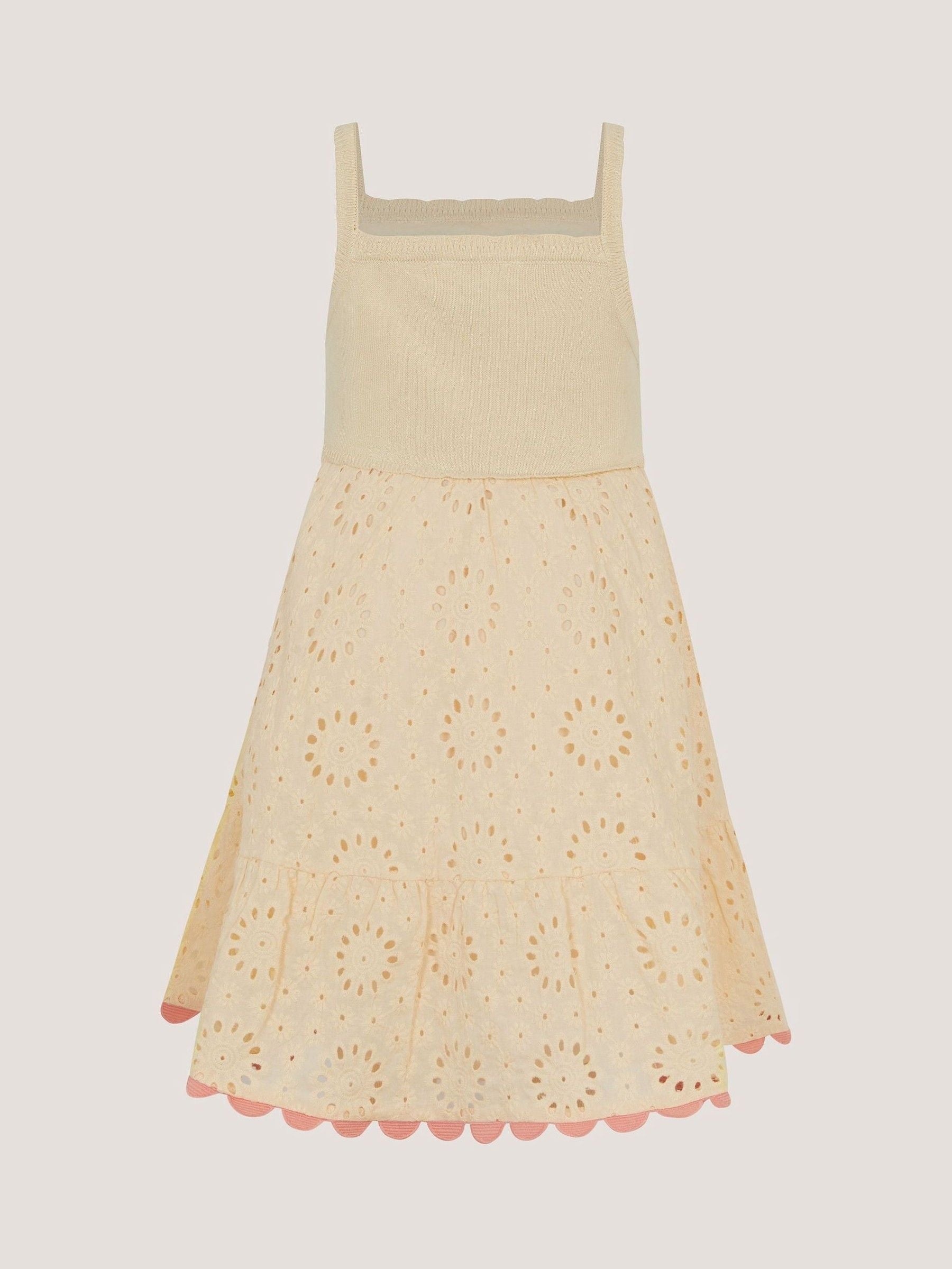 Monsoon Yellow Crochet Broderie Dress image 3