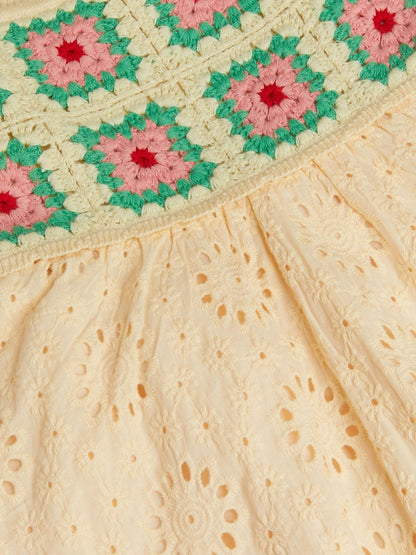 Monsoon Yellow Crochet Broderie Dress image 4