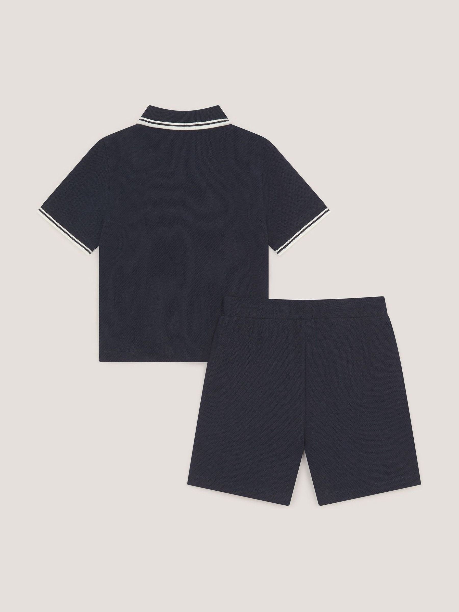 Monsoon Navy Jersey Polo Shirt & Shorts Set image 4