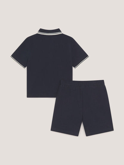 Monsoon Navy Jersey Polo Shirt & Shorts Set image 4