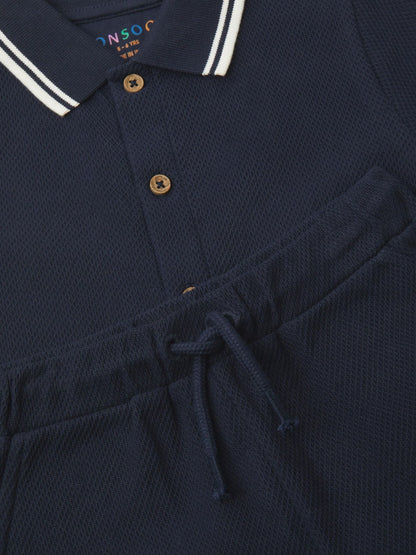 Monsoon Navy Jersey Polo Shirt & Shorts Set image 5