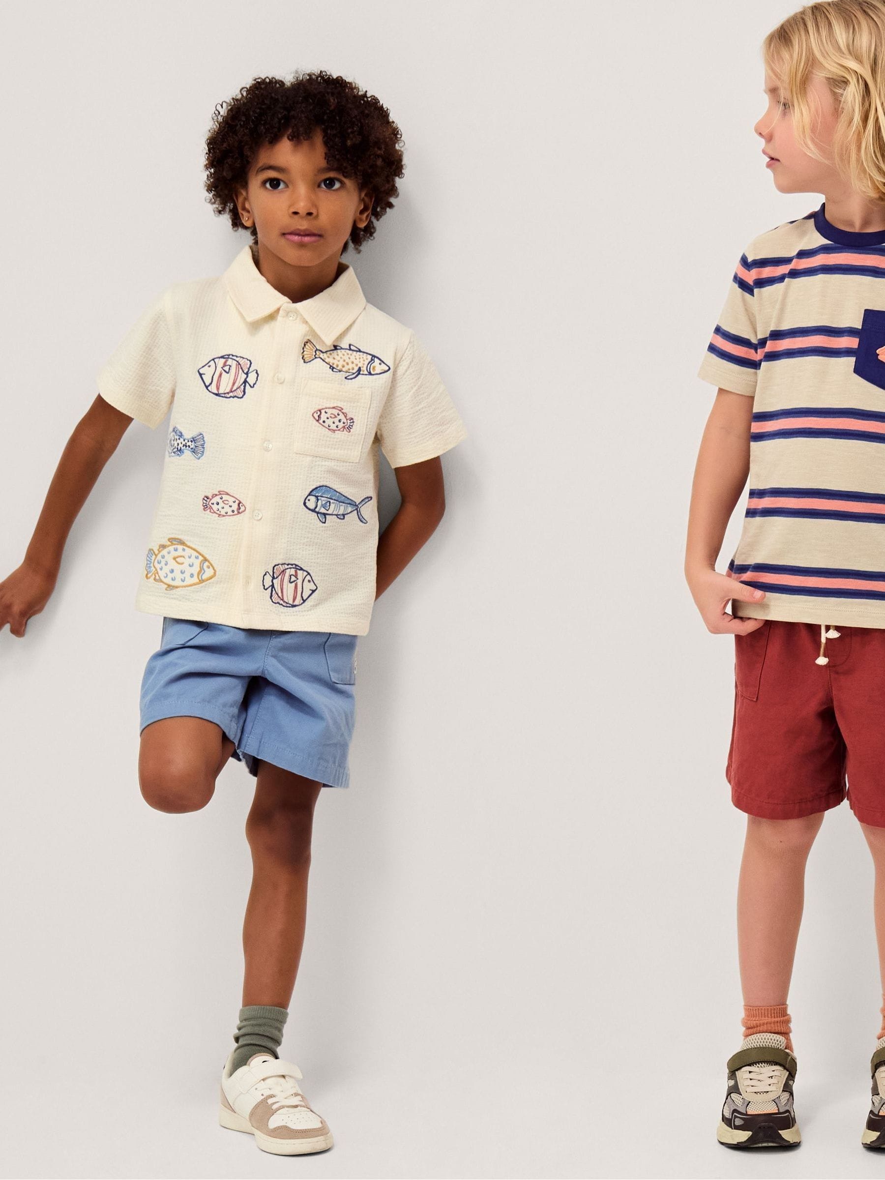 Dsiney Kidz - Monsoon Cream Embroidered Fish Short Sleeve Shirt image 1
