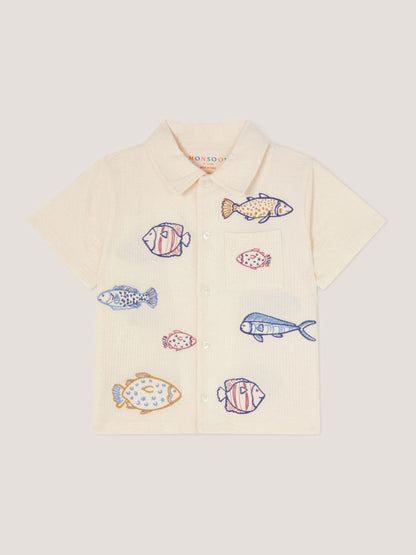 Dsiney Kidz - Monsoon Cream Embroidered Fish Short Sleeve Shirt image 2