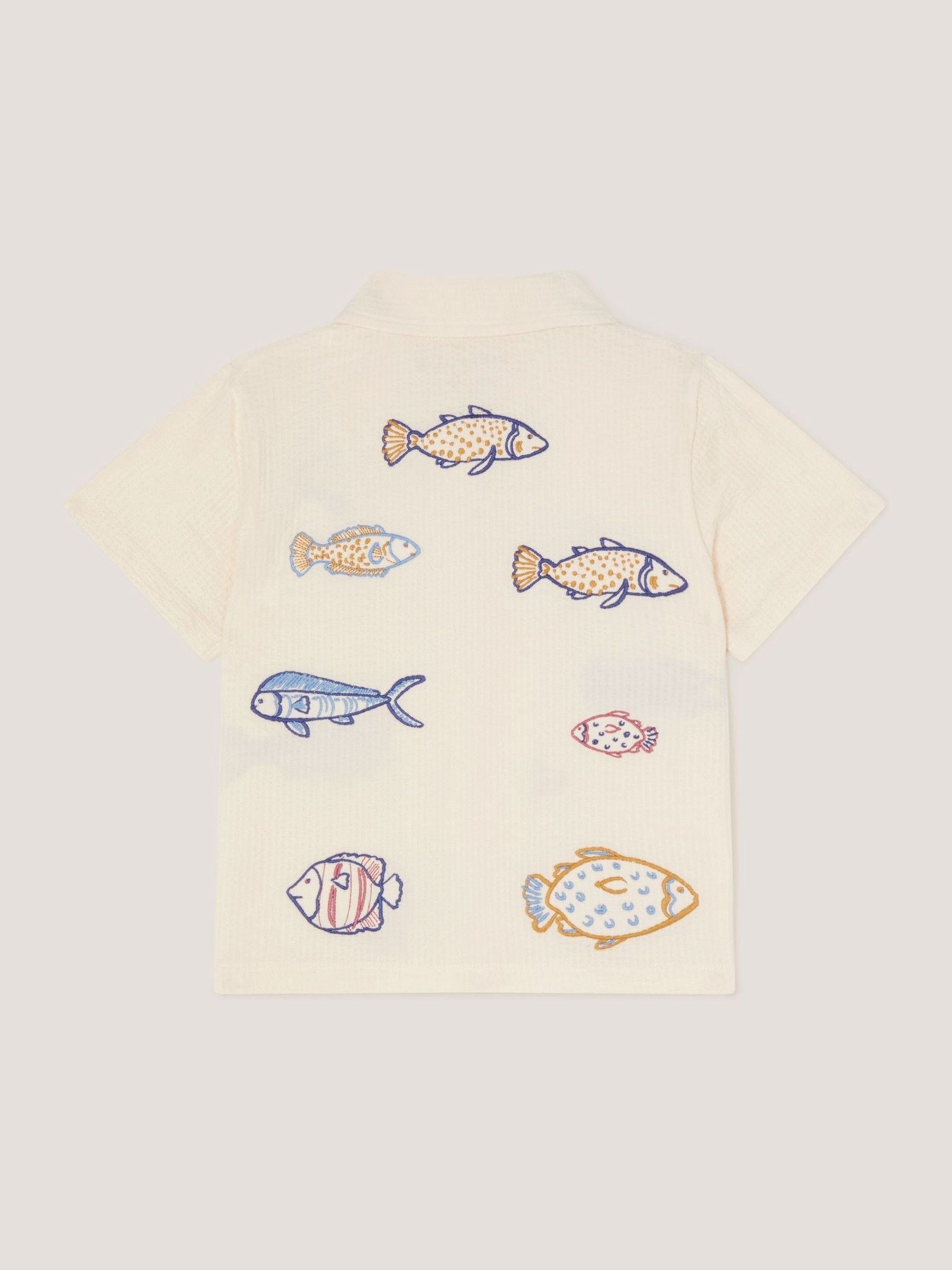 Dsiney Kidz - Monsoon Cream Embroidered Fish Short Sleeve Shirt image 3