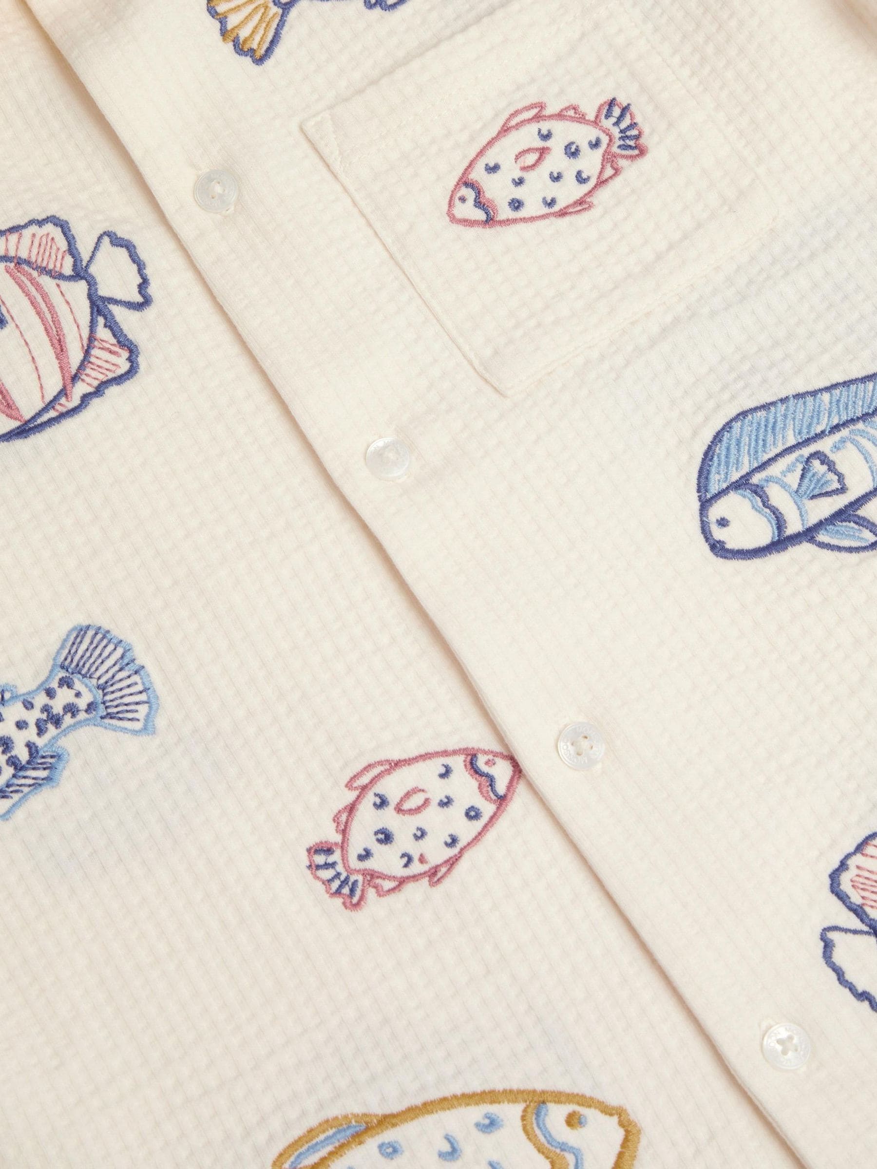 Dsiney Kidz - Monsoon Cream Embroidered Fish Short Sleeve Shirt image 4