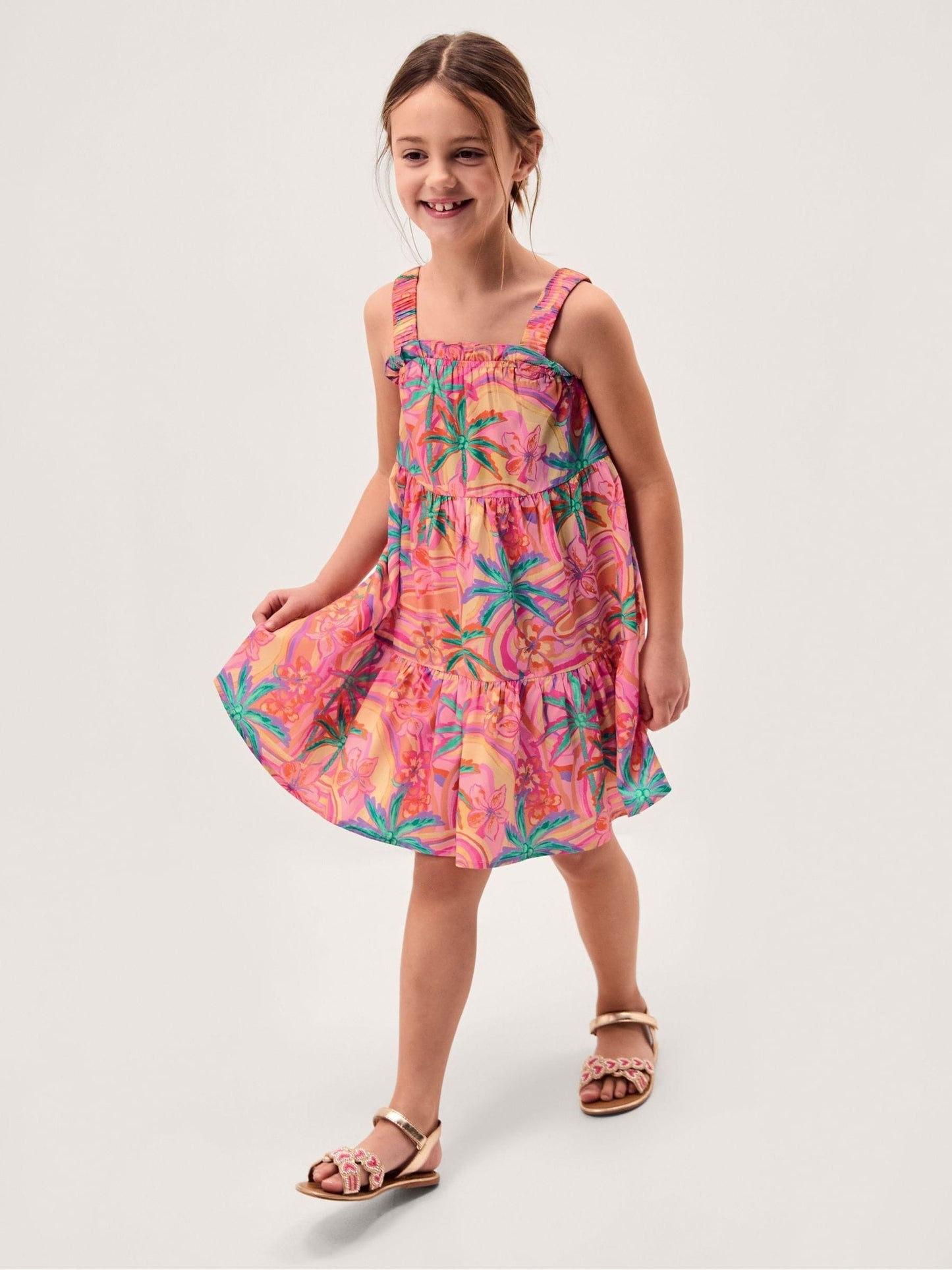 Monsoon Orange Tropical Swirl Print Beach Dress image 1
