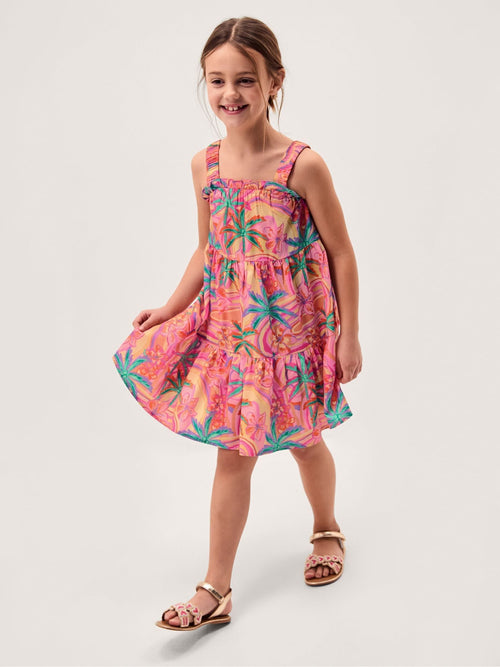 Dsiney Kidz - Monsoon Orange Tropical Swirl Print Beach Dress image 1