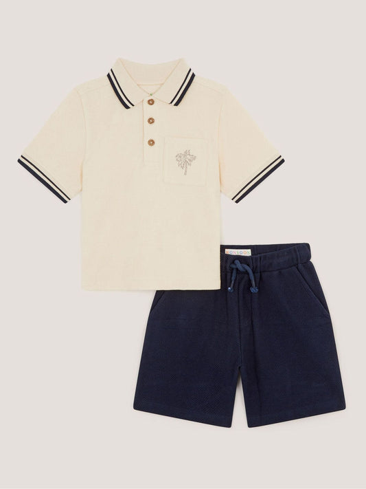Monsoon Natural Palm Jersey Polo Shirt & Shorts Set image 2