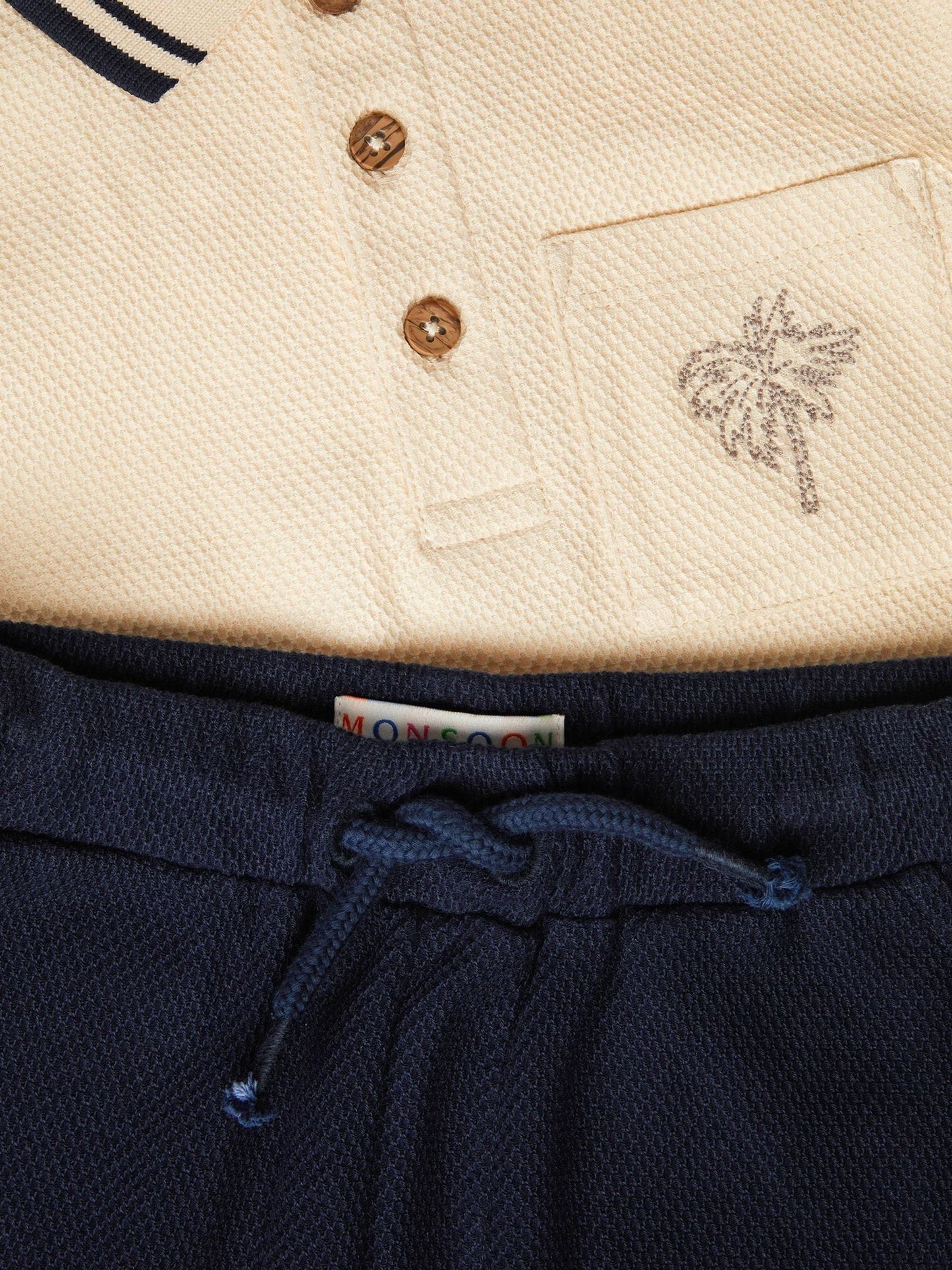 Monsoon Natural Palm Jersey Polo Shirt & Shorts Set image 4