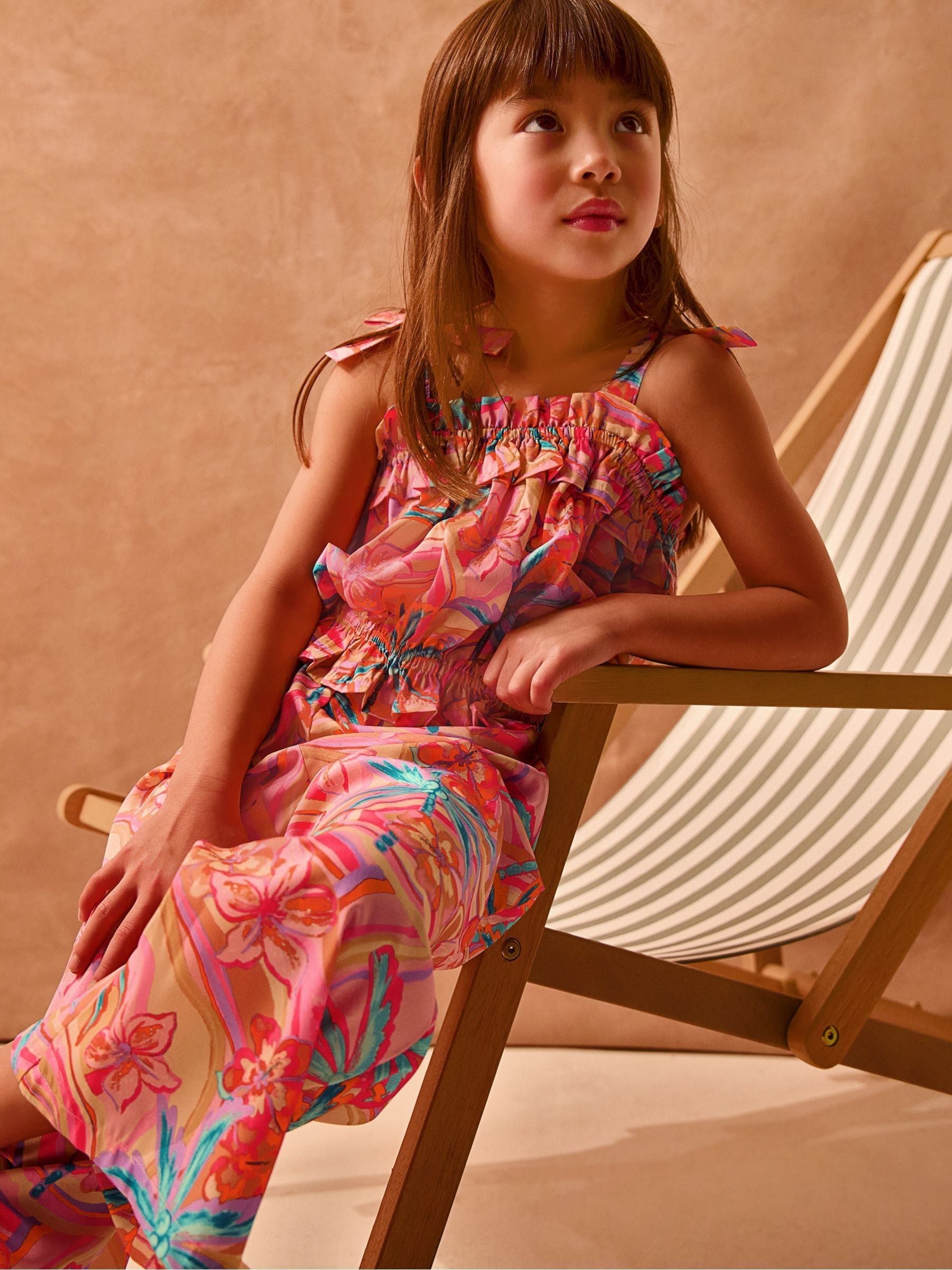 Monsoon Orange Tropical Swirl Tank Top & Trousers Set image 1