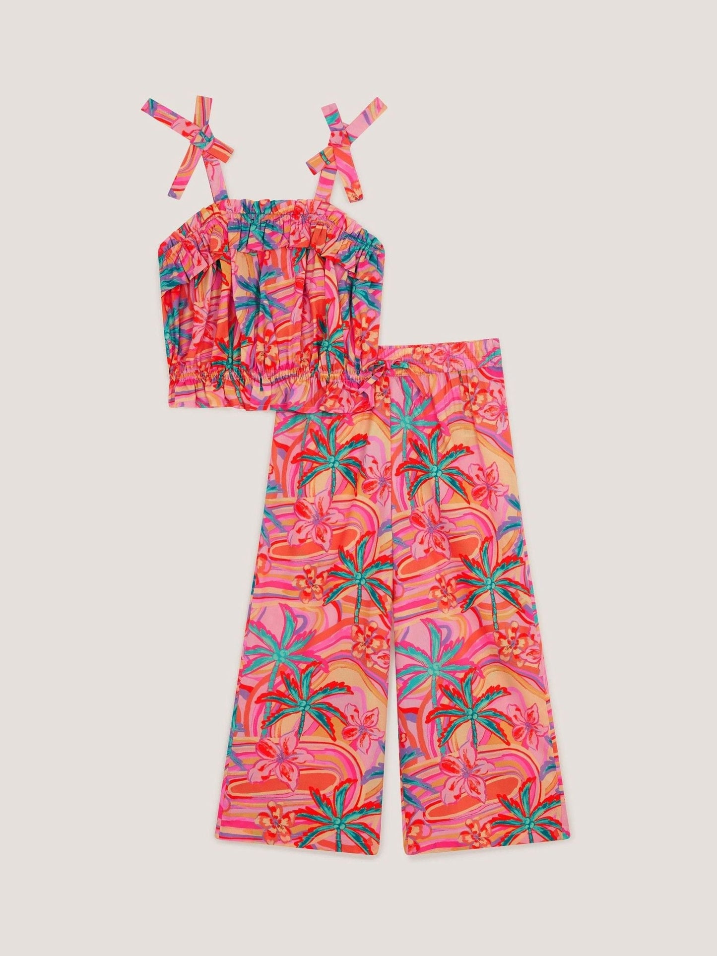 Monsoon Orange Tropical Swirl Tank Top & Trousers Set image 2