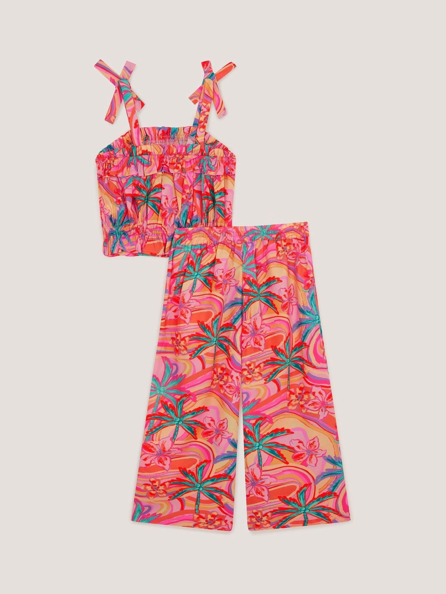Monsoon Orange Tropical Swirl Tank Top & Trousers Set image 3
