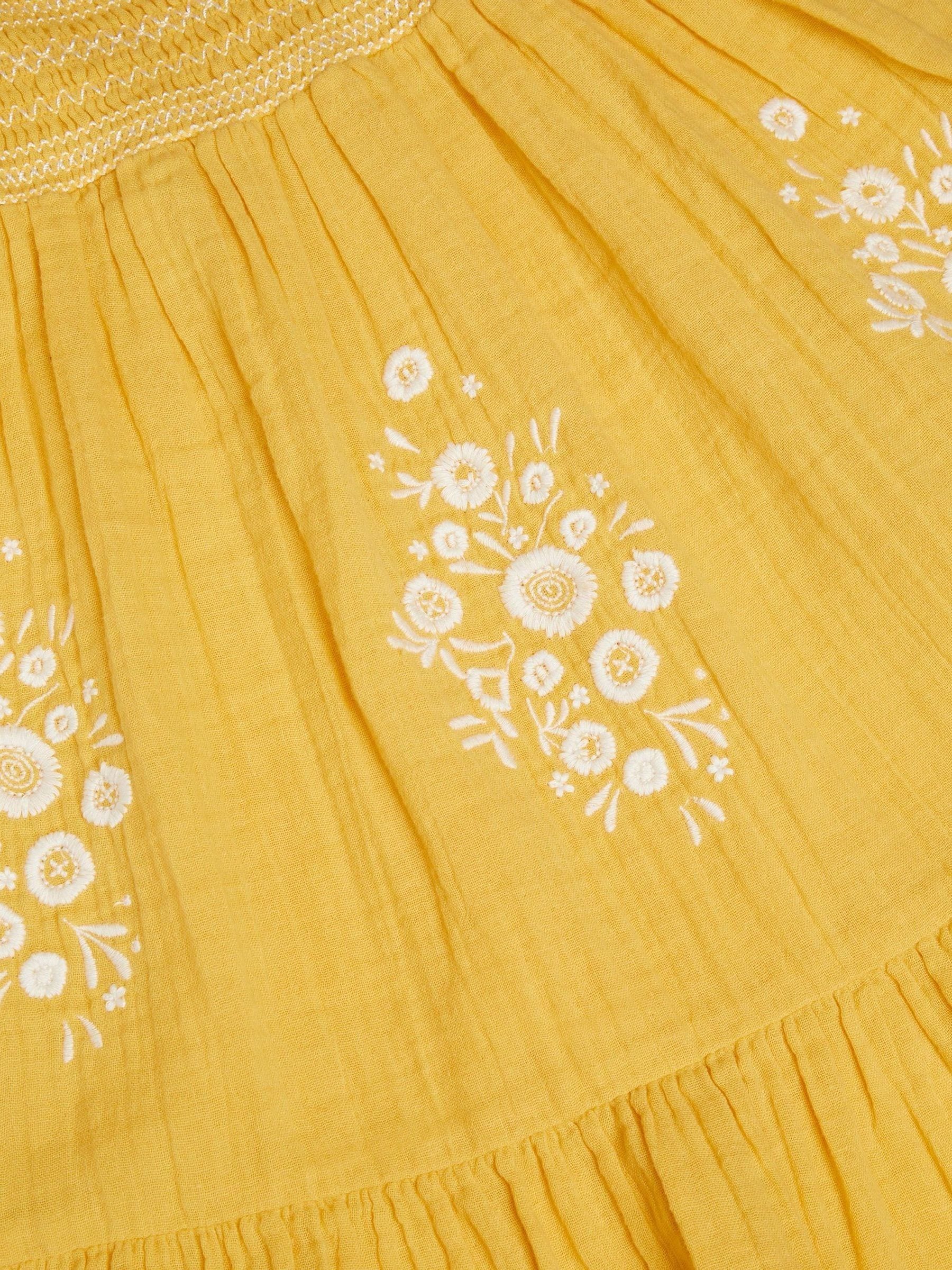 Monsoon Yellow Floral Embroidered Frill Dress image 4