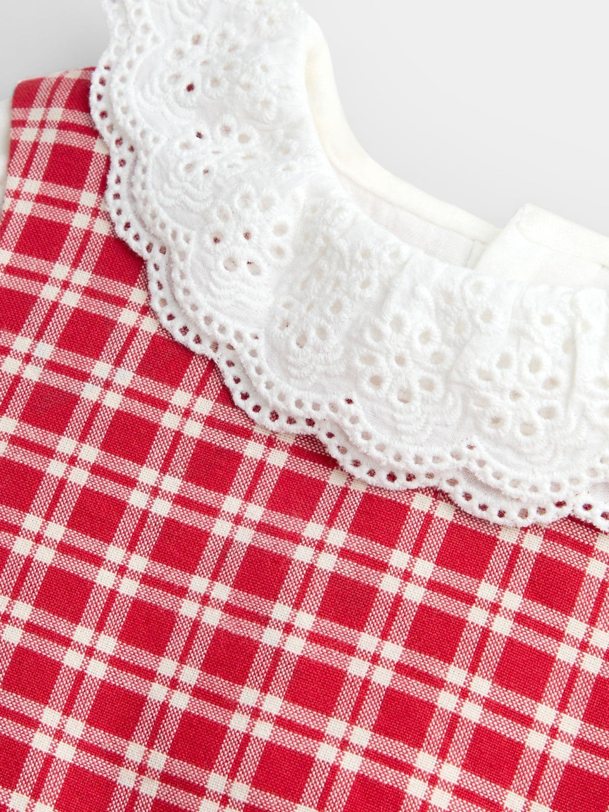JoJo Maman Bébé Bright Red Check Embroidered Pinafore Dress & Blouse Set - image 6
