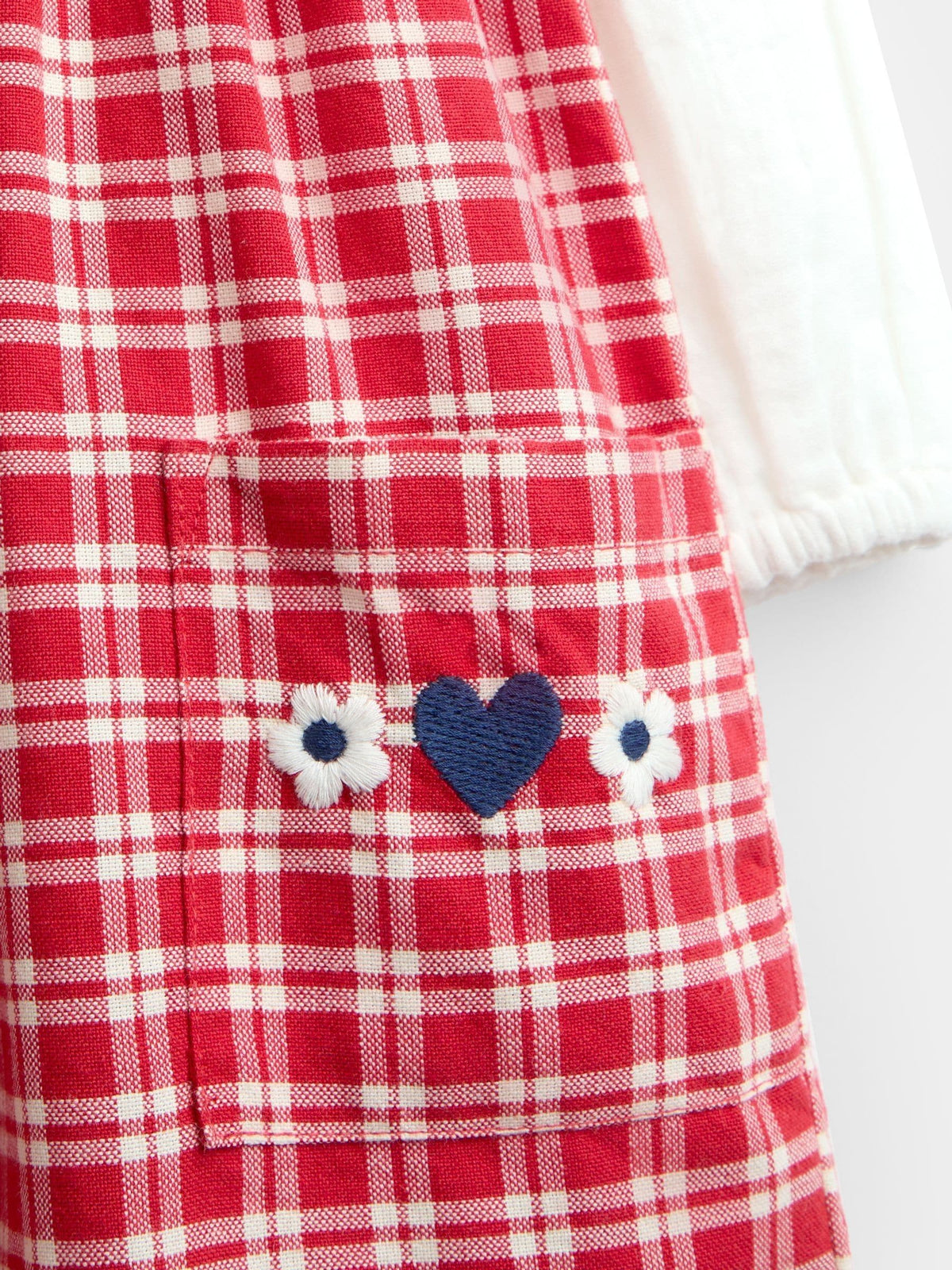 JoJo Maman Bébé Bright Red Check Embroidered Pinafore Dress & Blouse Set - image 7