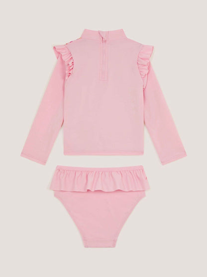Monsoon Pink Baby Giraffe Print Rash Vest Swim Set image 2